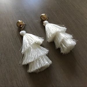 Fornash gold and white tassel earrings